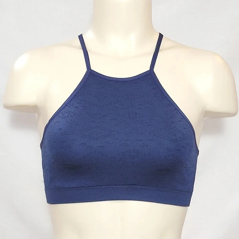XS X-SMALL Xhilaration High Neck Seamless Wire Free‎ Bra Nighttime Blue NWT